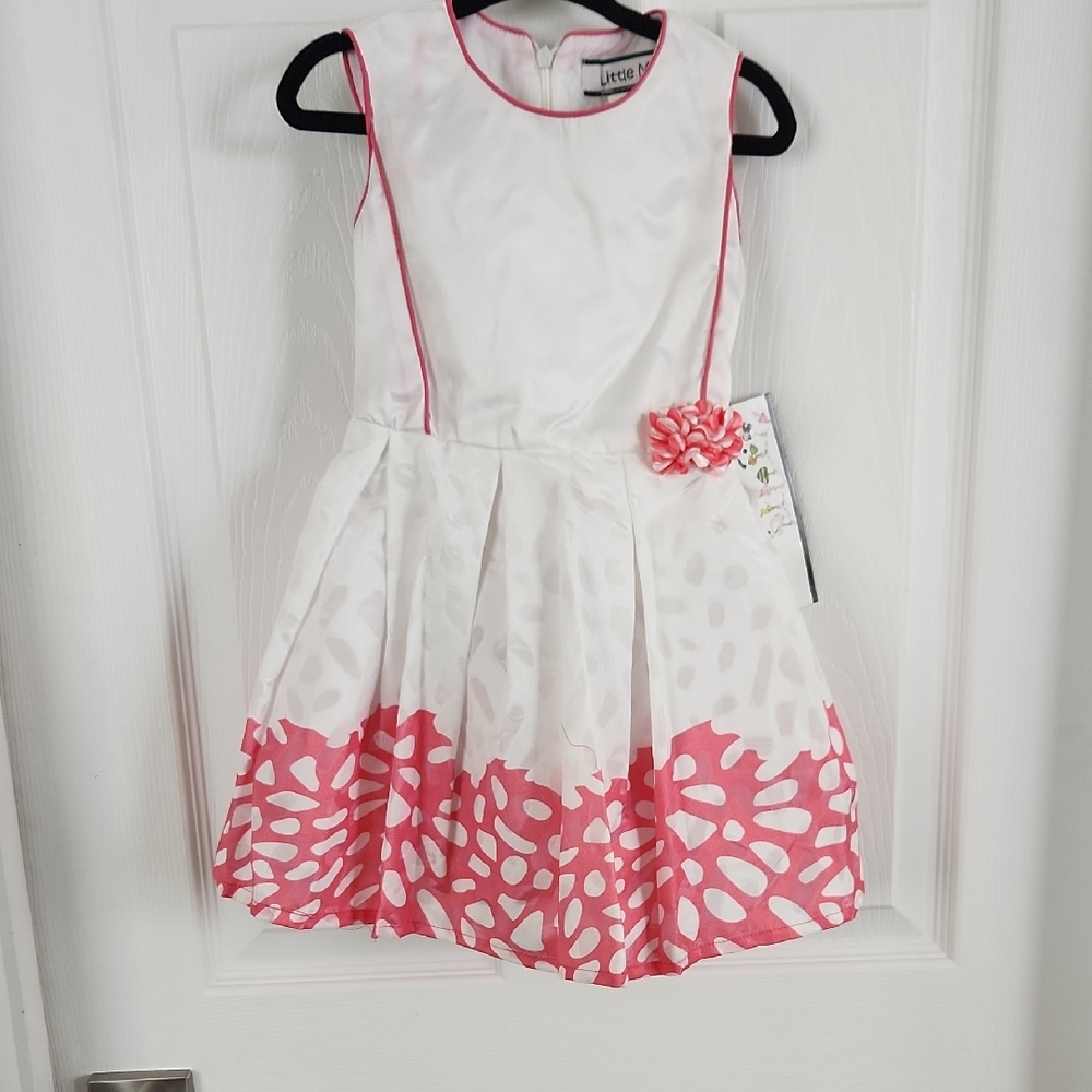 Little Miss Elegant White and Pink Dress